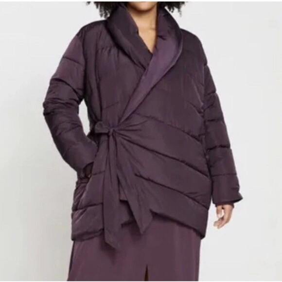 Universal Standard Small Kanda Quilted Cocoon Coat Jacket Purple Side Tie - Picture 1 of 10